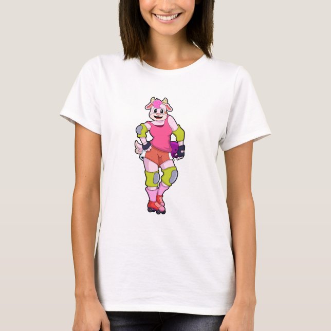 Camiseta Cabra como patinador en línea con patines en línea (Anverso)