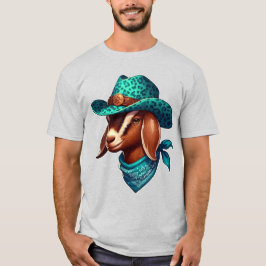 Camiseta Cabra con un elegante Gorra de vaquero y Bandana
