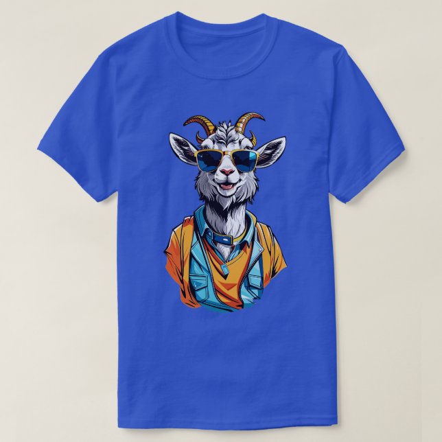 Camiseta Cabra Con Una Sonrisa Confiada Con Gafas De Sol (Diseño del anverso)