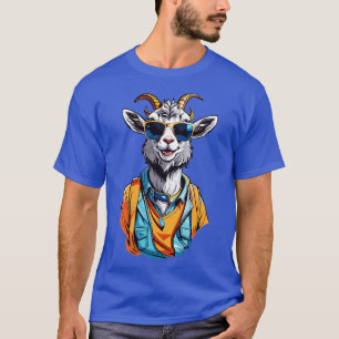 Camiseta Cabra Con Una Sonrisa Confiada Con Gafas De Sol
