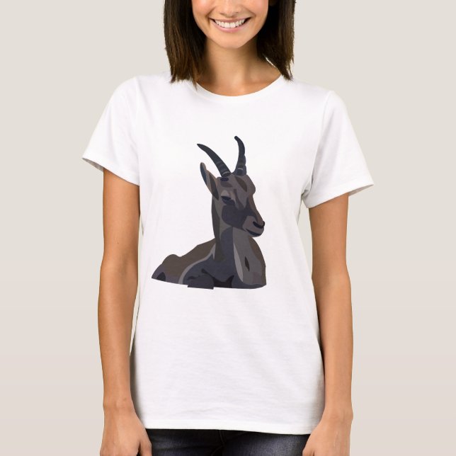 Camiseta Cabra de Arte Animal Ibex Goat (Anverso)