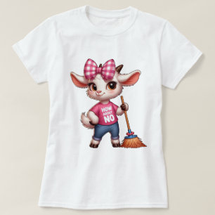Camiseta Cabra de dibujos animados adorable con lazo y esco