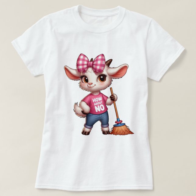 Camiseta Cabra de dibujos animados adorable con lazo y esco (Diseño del anverso)