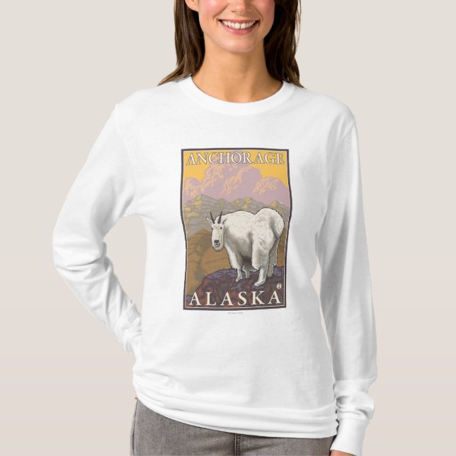 Camiseta Cabra de montaña - Anchorage, Alaska (Anverso)