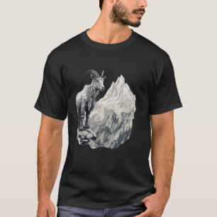 Camiseta Cabra de Montaña con Montañas de Paisaje Escénico