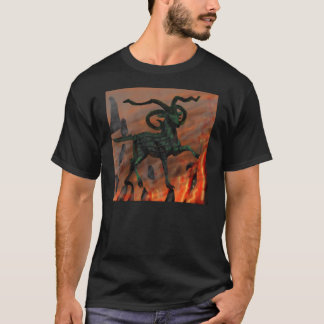 Camiseta Cabrá Demonio Verde de Cuatro Cuernos en el Infier