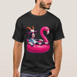 Camiseta Cabra divertida de verano rosa fiesta de piscina h