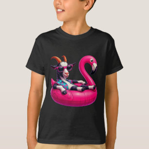 Camiseta Cabra divertida de verano rosa fiesta de piscina h
