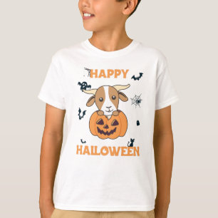 Camiseta Cabra En Calabaza Cabras Cutas Felices Halloween
