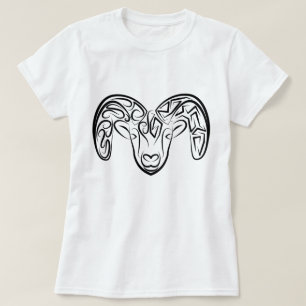 Camiseta Cabra/oveja tribal negra y blanca