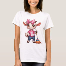 Camiseta Cabra Personalizado Adorable con Bow y Broom