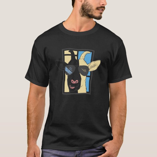 Camiseta cabra portadora de cabra con gafas de sol (Anverso)