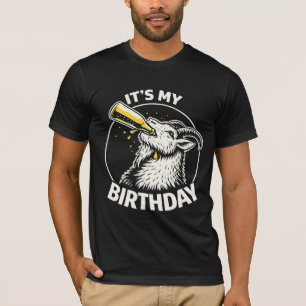 Camiseta Cabra que bebe cerveza a grandes tragos Es mi cump
