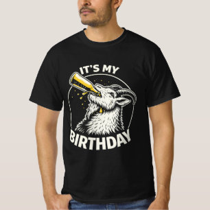 Camiseta Cabra que bebe cerveza a grandes tragos Es mi cump