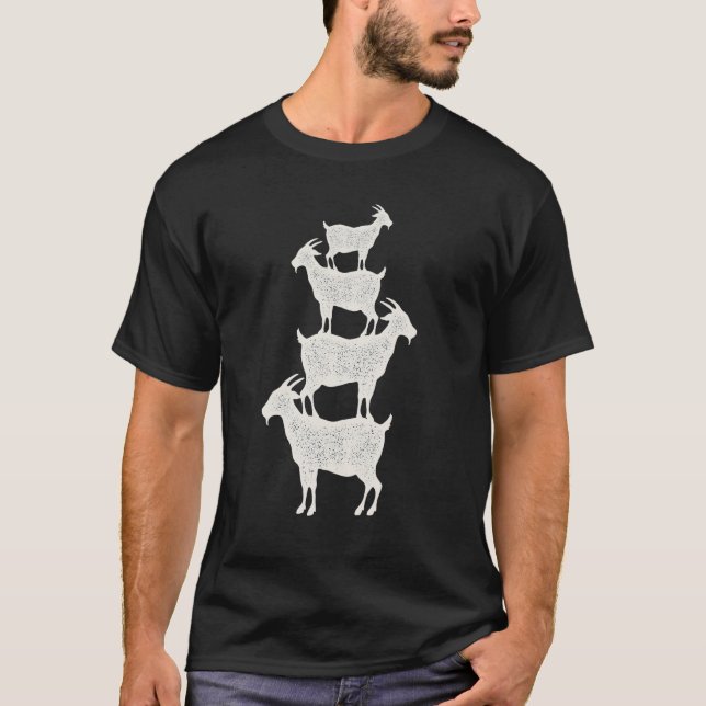 Camiseta Cabras apiladas unas sobre otras animales mascota  (Anverso)