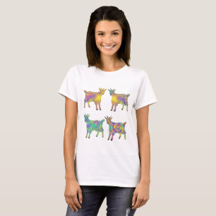 Camiseta Cabras Coloridas Artísticas Arcoíris Arte de Anima