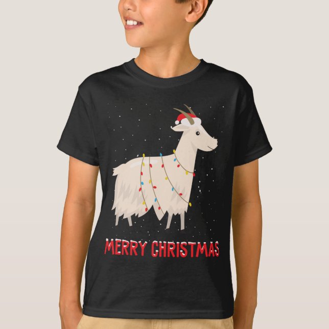 Camiseta Caca de cabra de navidad iluminando Navidad (Anverso)