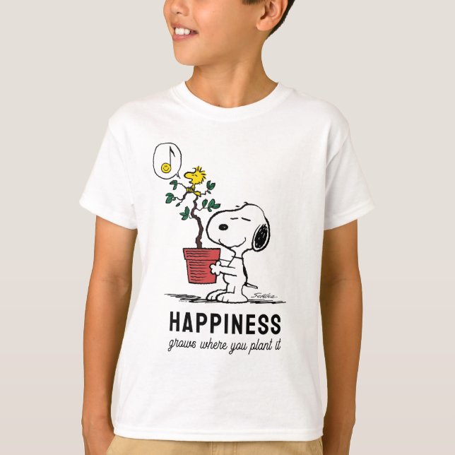 Camiseta Cacahuetes | Árbol de la planta Snoopy & Woodstock (Anverso)