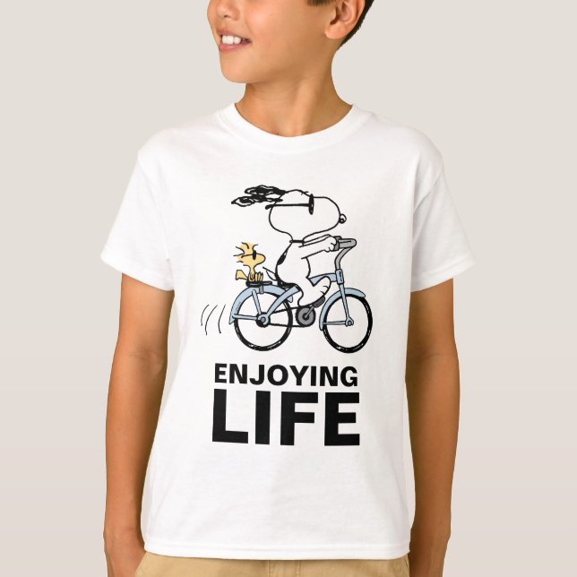 Camiseta Cacahuetes | Bicicleta Snoopy & Woodstock (Anverso)