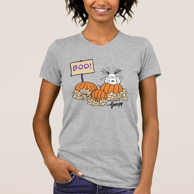 Camiseta Cacahuetes | Boo de parche de calabaza de Snoopy! (Anverso)