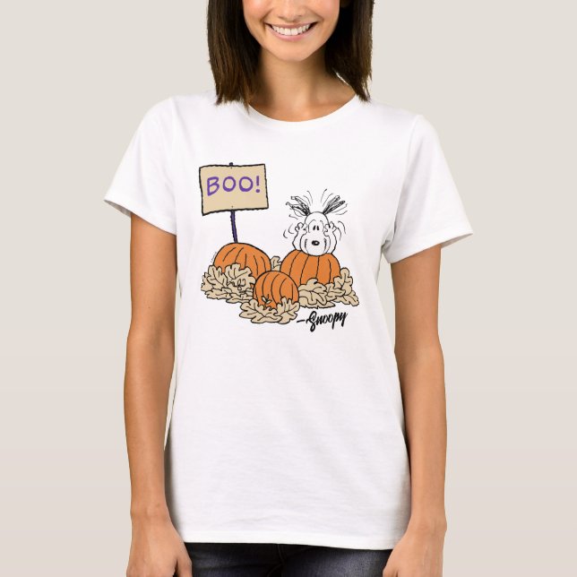 Camiseta Cacahuetes | Boo de parche de calabaza de Snoopy! (Anverso)
