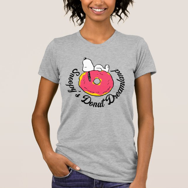 Camiseta Cacahuetes | Donut rosado Snoopy (Anverso)