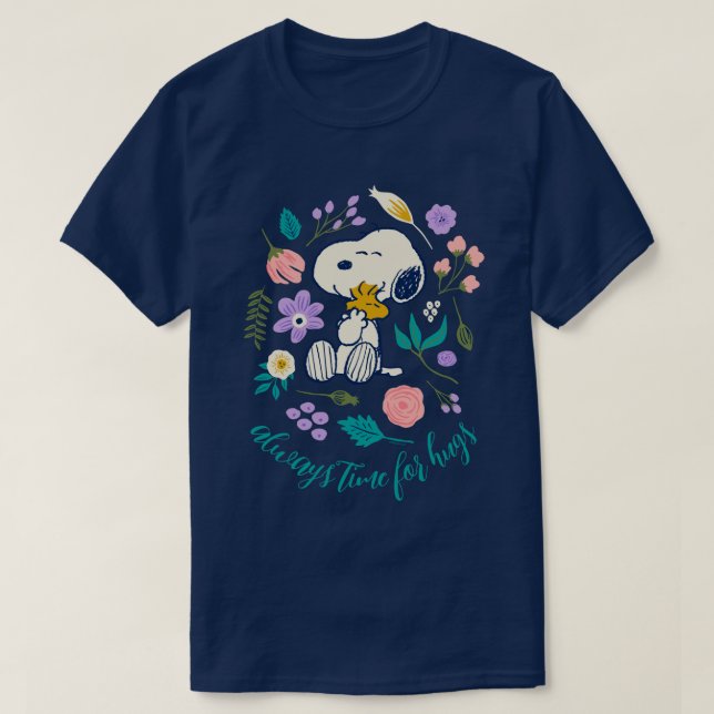 Camiseta Cacahuetes en flor | Snoopy & Woodstock Flower Hug (Diseño del anverso)