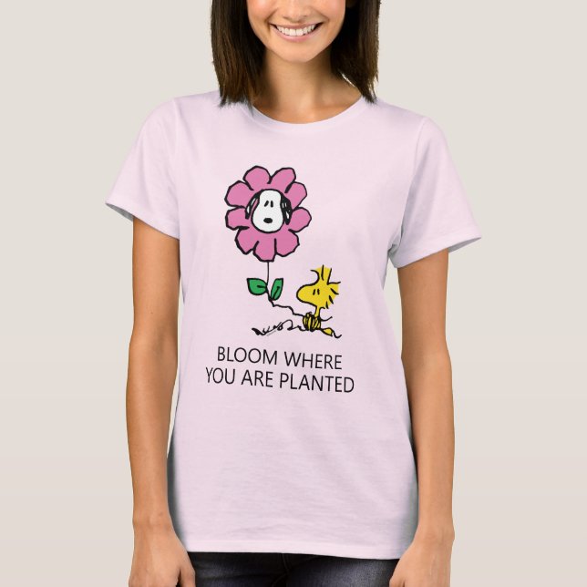 Camiseta Cacahuetes | Flor Snoopy & Woodstock (Anverso)