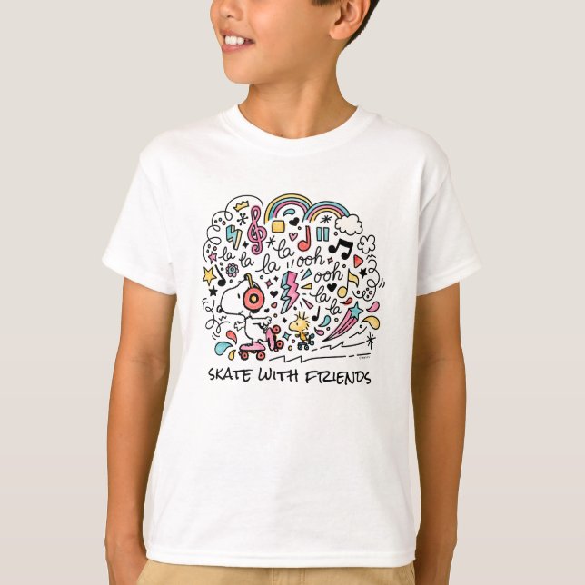 Camiseta Cacahuetes | Patinaje Snoopy & Woodstock Roller (Anverso)