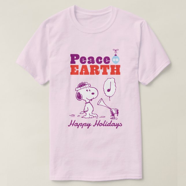 Camiseta Cacahuetes | Paz en la Tierra Snoopy y Woodstock (Diseño del anverso)