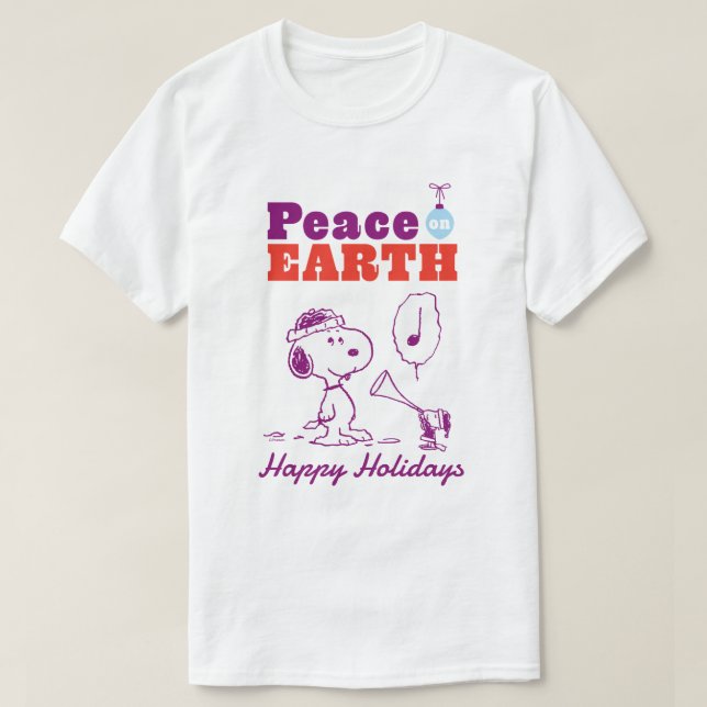 Camiseta Cacahuetes | Paz en la Tierra Snoopy y Woodstock (Diseño del anverso)