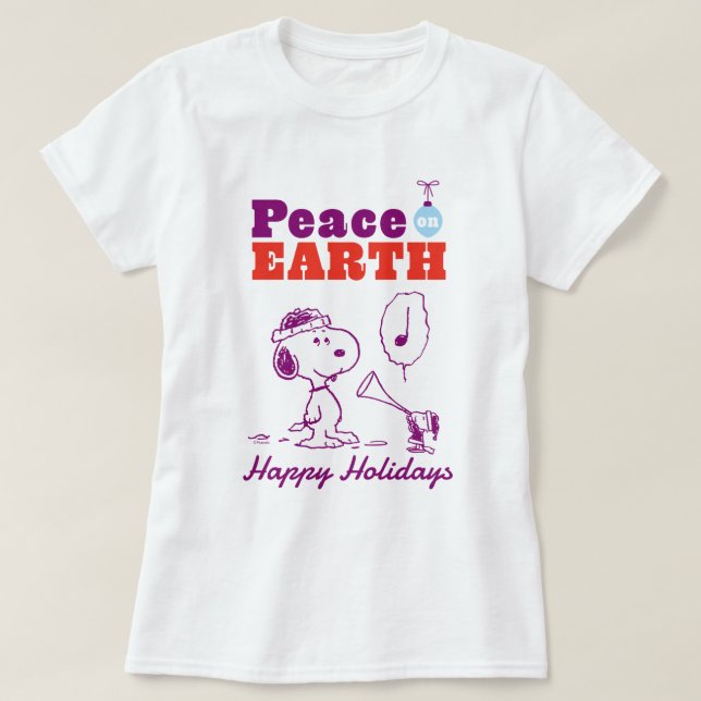 Camiseta Cacahuetes | Paz en la Tierra Snoopy y Woodstock (Diseño del anverso)