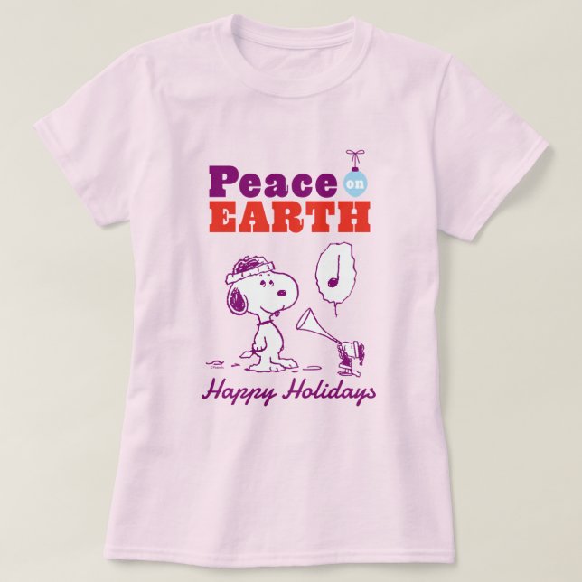 Camiseta Cacahuetes | Paz en la Tierra Snoopy y Woodstock (Diseño del anverso)