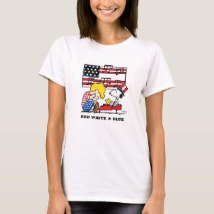 Camiseta Cacahuetes   Schroeder patriótico, Woodstock y Sno
