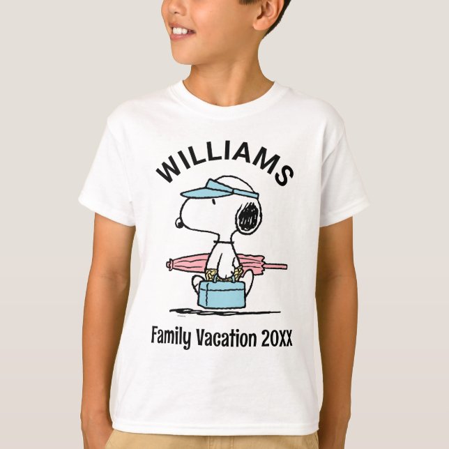 Camiseta Cacahuetes | Snoopy Beach Walk Family Vacaciones (Anverso)