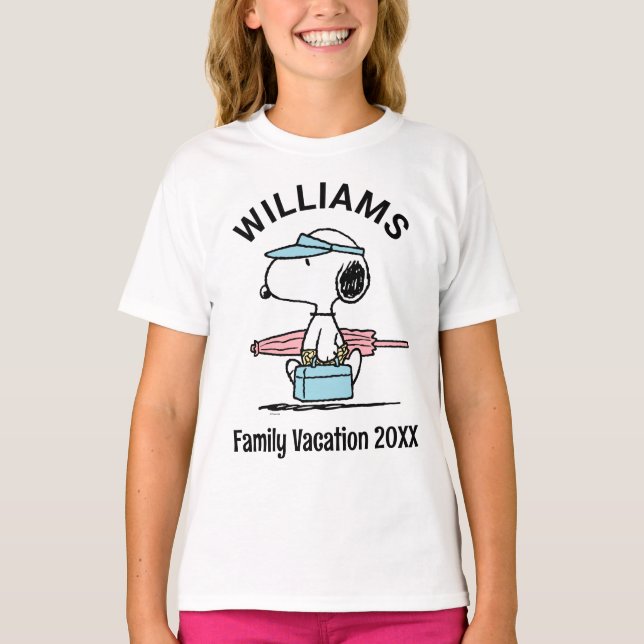 Camiseta Cacahuetes | Snoopy Beach Walk Family Vacaciones (Anverso)
