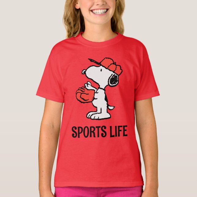 Camiseta Cacahuetes | Snoopy Making the Catch (Anverso)