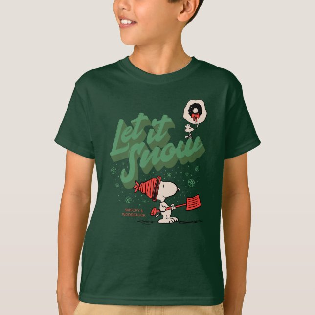 Camiseta Cacahuetes | Snoopy & Woodstock Deja Que La Nieve (Anverso)