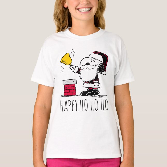 Camiseta Cacahuetes | Snoopy & Woodstock Santa Bell Ringer (Anverso)