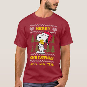 Camiseta Cacahuetes Snoopy & Woodstock Santa Claus Hug