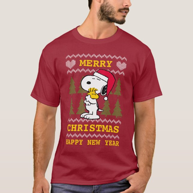 Camiseta Cacahuetes | Snoopy & Woodstock Santa Claus Hug (Anverso)