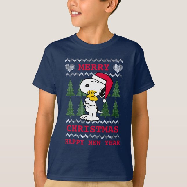 Camiseta Cacahuetes | Snoopy & Woodstock Santa Claus Hug (Anverso)