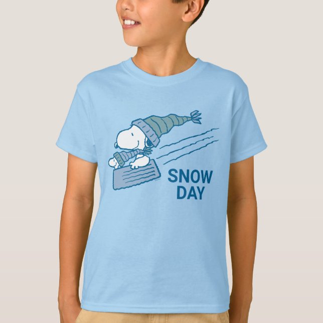 Camiseta Cacahuetes | Snoopy & Woodstock Sledding (Anverso)