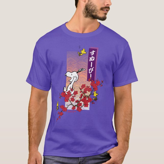 Camiseta Cacahuetes | Sucursal Snoopy & Woodstock Cherry Bl (Anverso)