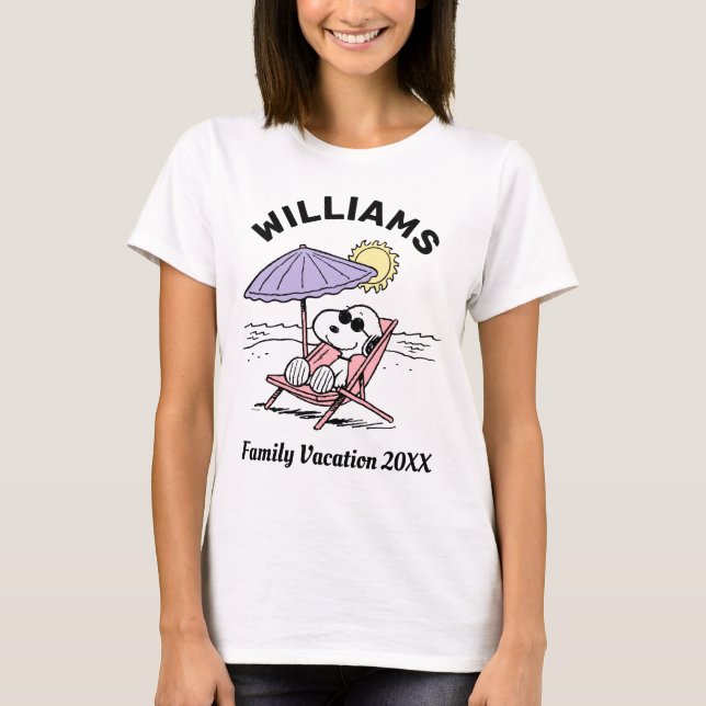 Camiseta Cacahuetes | Vacaciones Snoopy Beach Family (Anverso)