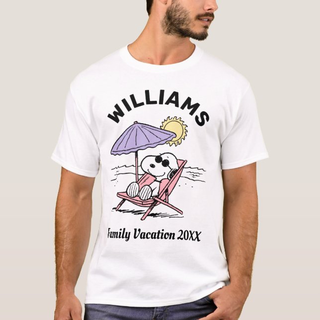 Camiseta Cacahuetes | Vacaciones Snoopy Beach Family (Anverso)