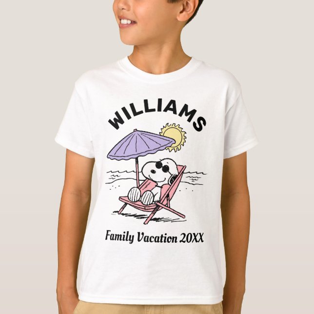 Camiseta Cacahuetes | Vacaciones Snoopy Beach Family (Anverso)