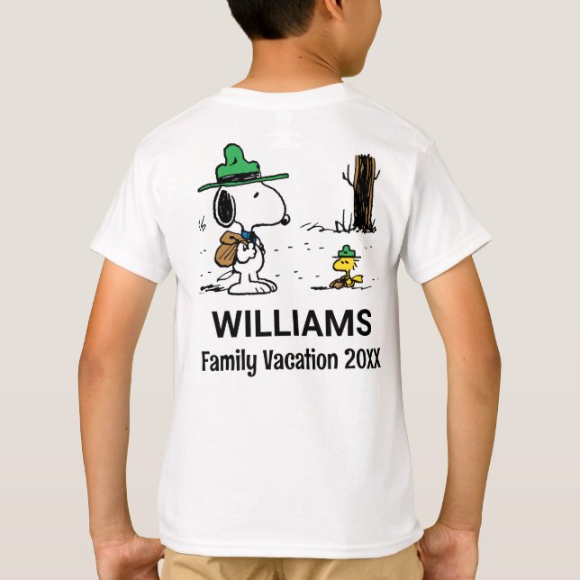 Camiseta Cacahuetes | Vacaciones Snoopy & Woodstock Family (Reverso)