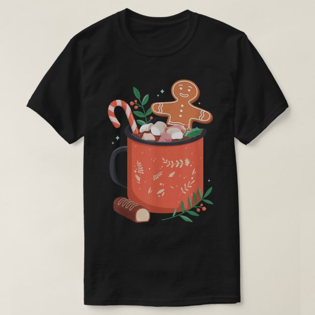 Camiseta Cacao caliente Mug Gingerbread Cookie Xmas Navidad (Diseño del anverso)