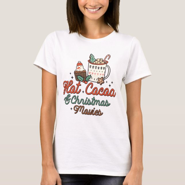 Camiseta Cacao Caliente Y Películas De Navidades Retro (Anverso)